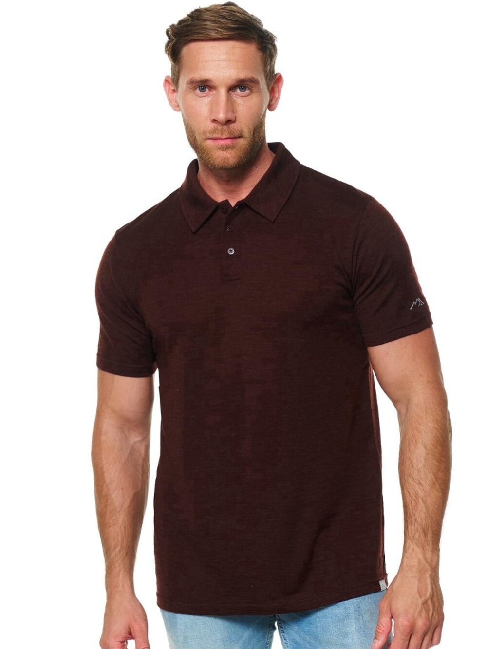Merino.tech Men’s Merino Wool Short Sleeve Polo Shirt - Odor Resistant (Bordo)